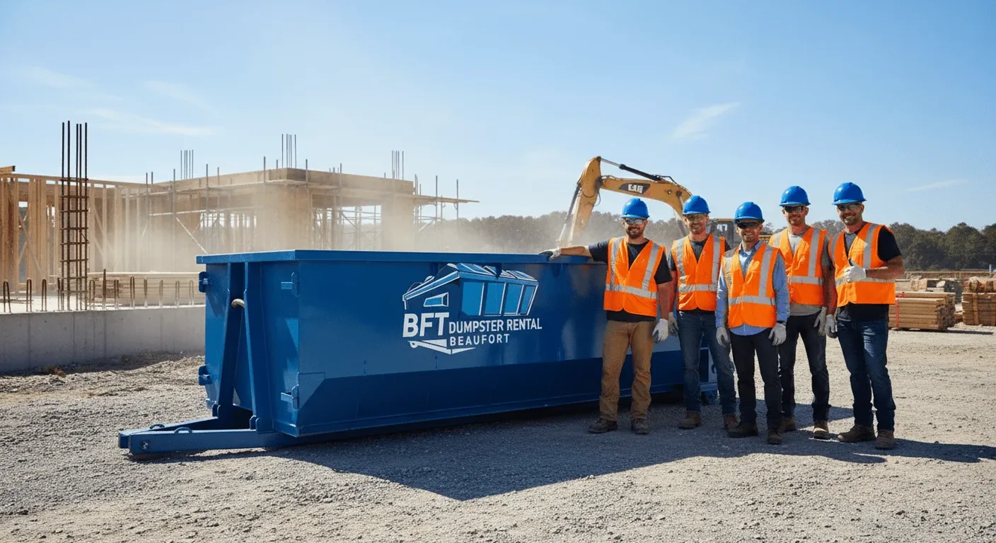 BFT Dumpster Rental Beaufort team The BFT Dumpster Rental Beaufort team gathered outside the shop